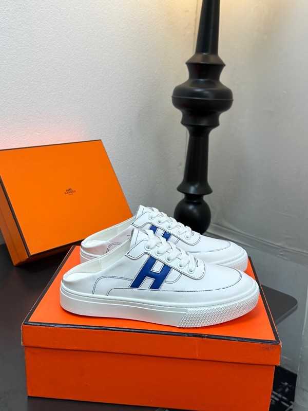 Hermès Deep Series Couple's White Sneakers Casual Skate Shoes - AS00320