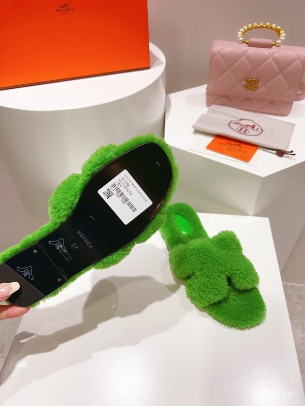 H Teddy Wool H Slippers Flat Sole Winter Edition - LY00240