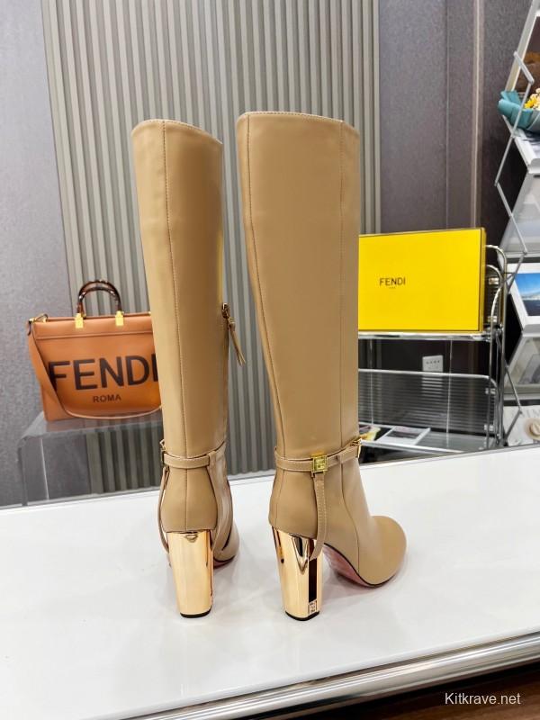 FENDI Delfina Round Toe Boots with FF Buckle - LY00520