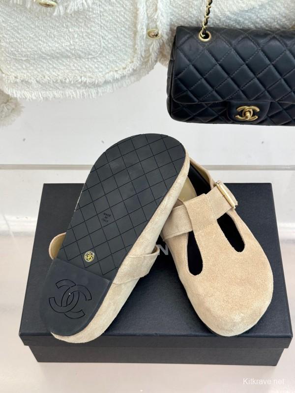 Chanel 2025 SS Minimalist Retro Birkenstock Sandals Half-Slip - KFY00280