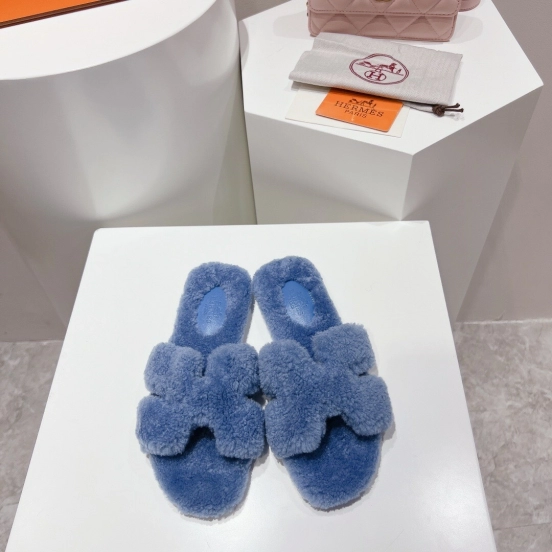 H Teddy Wool H Slippers Flat Sole Winter Edition - LY00240