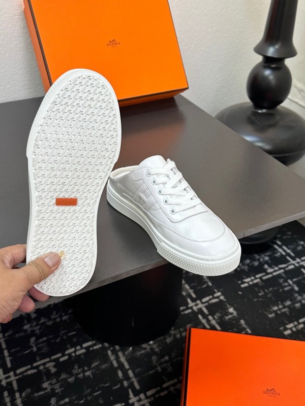 Hermès Deep Series Couple White Sneakers Casual Skate Shoes - AS00320