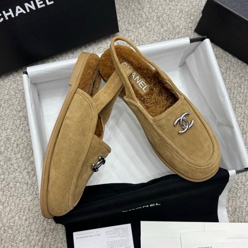 Chanel 2025/SS Teddy Fur Loafers with Double C Logo - KFY00300