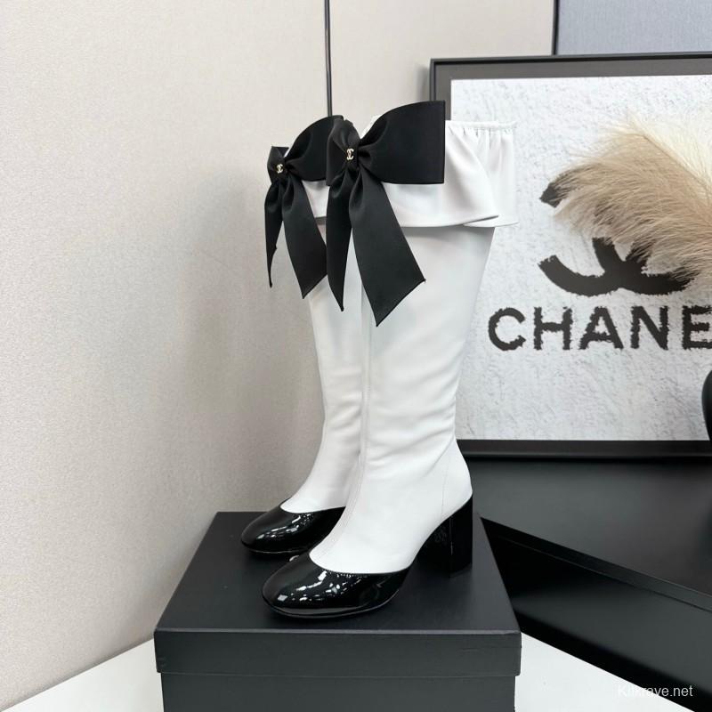 Chanel 2025/SS Bow Detail Block Heel Boots - LY00600