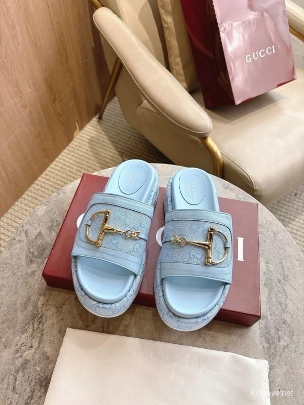 Gucci 8356-8 Women's Sandals with Horsebit Detail and Gold Hardware