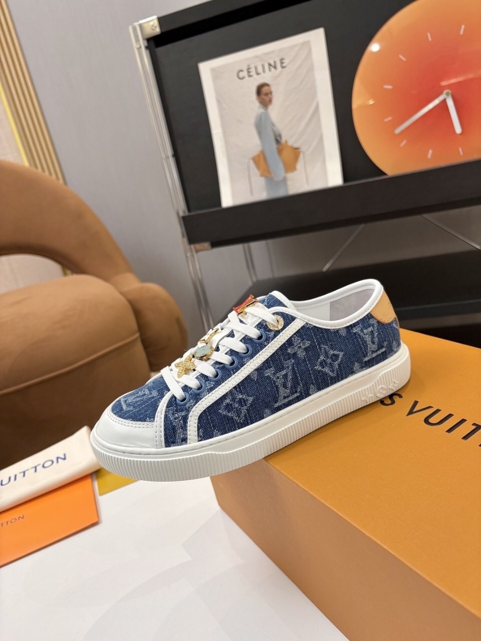 Louis Vuitton Lagoon Series Monogram Denim Sneakers with Leather Accents - AS00300