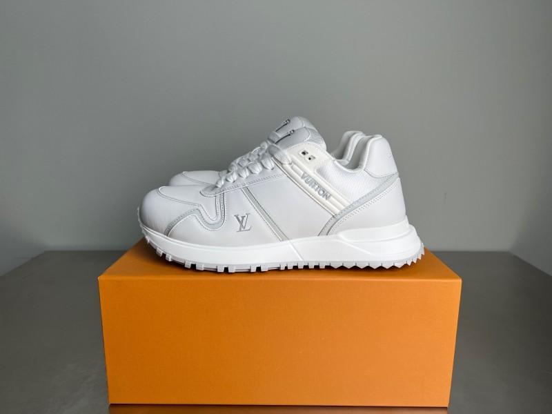 Lv Leather Round Toe Lace-Up Flat Low Top Casual Lifestyle Shoes - YC