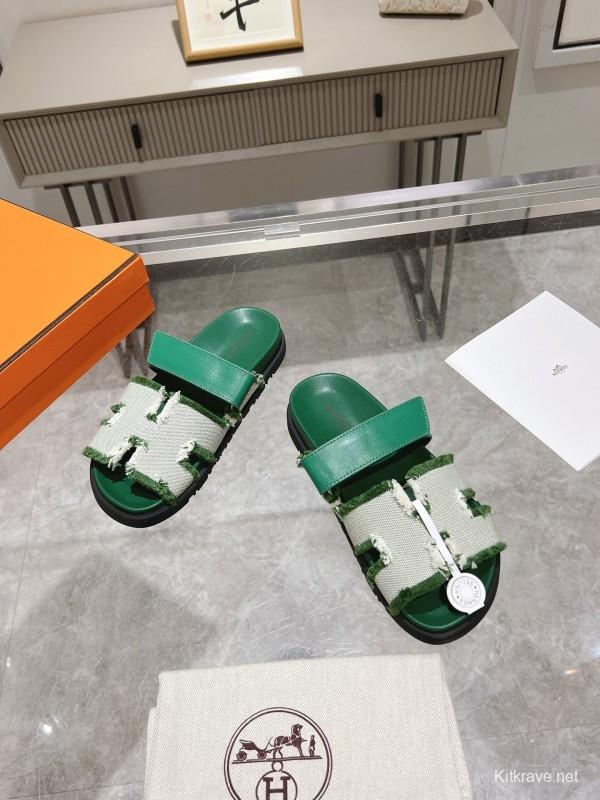 H Sandals 2025SS Fringe Slides with Platform - LY00270