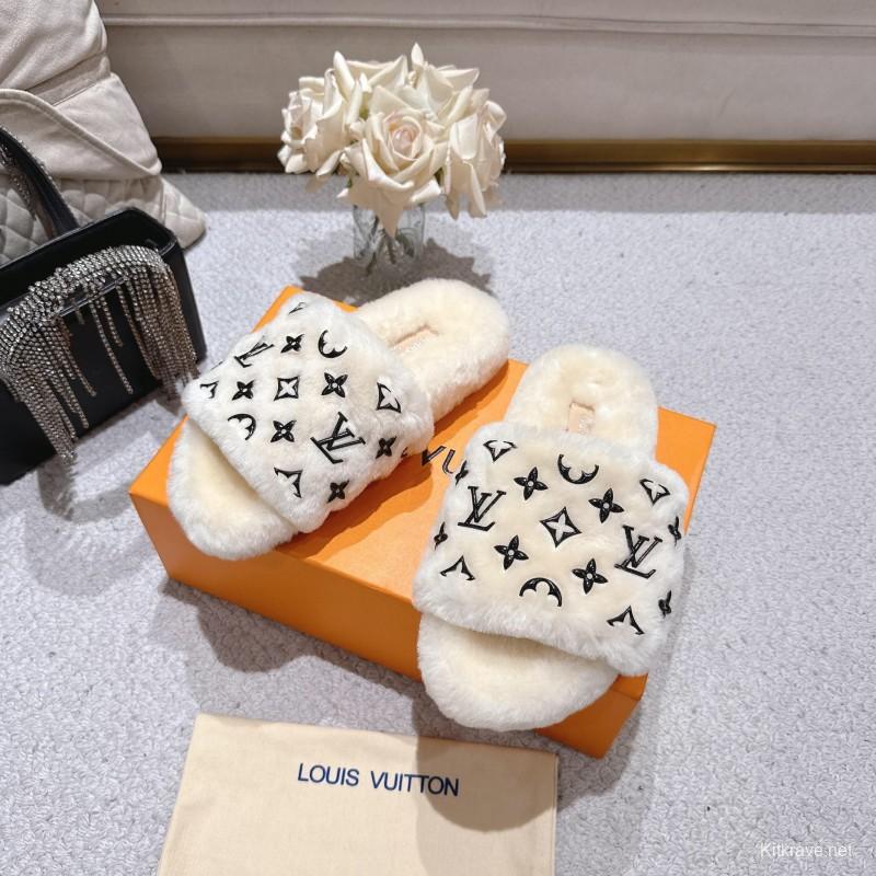 Lv 2025/ss Wool Lazy Slippers - LY00240