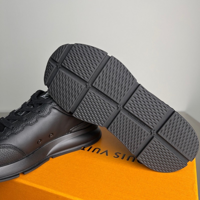 Lv Classic Leather Round Toe Lace-Up Low Top Casual Shoes - YC