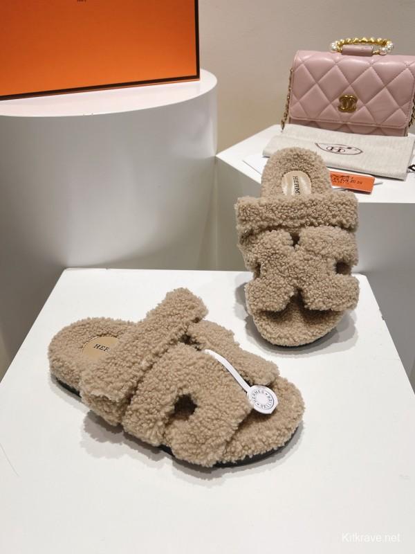 H Love Erjiu Full Fur Slippers Granule Fur Style - LY00300