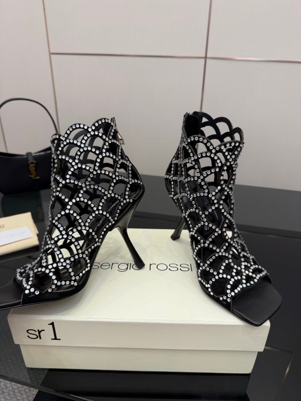 Sergio Rossi Mermaid Sandals 2025 SS Collection Fishnet High Heels - KFY00470