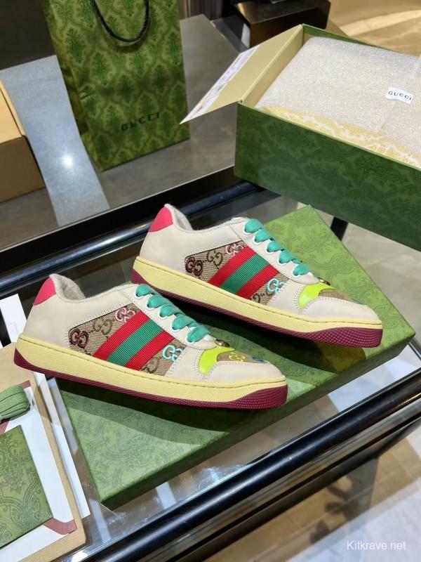 Gucci Distressed Sneakers 2025 SS Retro Design with Metal GG Logo - AS00270