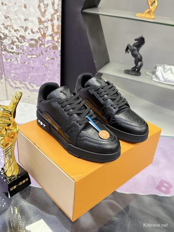 Louis Vuitton LV Trainer Maxi Sneakers Head Calfskin Ostrich Pattern Series - AS00400