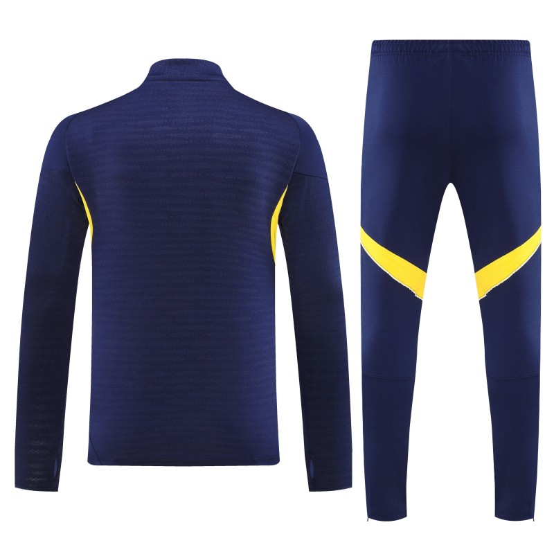 25/26 Boca Juniors Navy Blue with Yellow Stripes Half Zipper Jacket Tracksuit +Long Pants