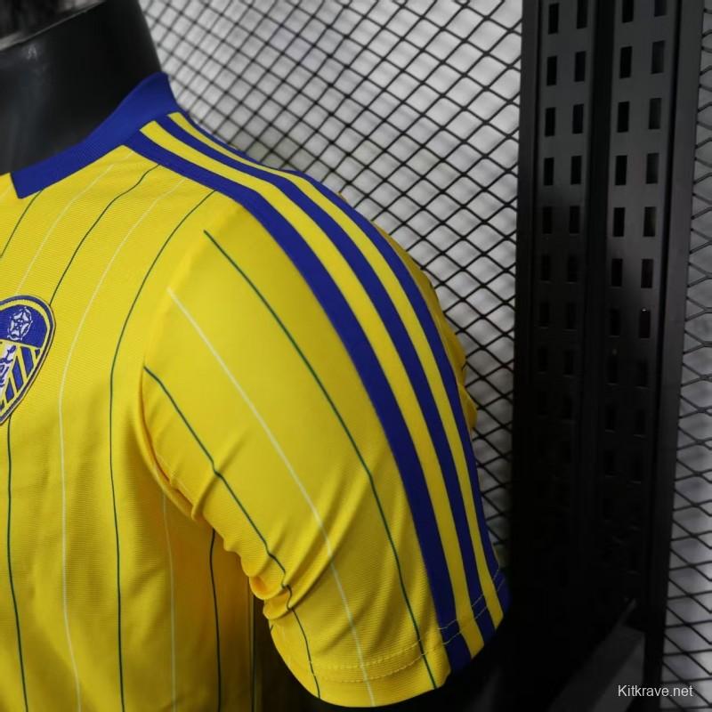 Player Version 25/26 Leeds United Retro Home Yellow with Vertical Stripe Pattern Jersey