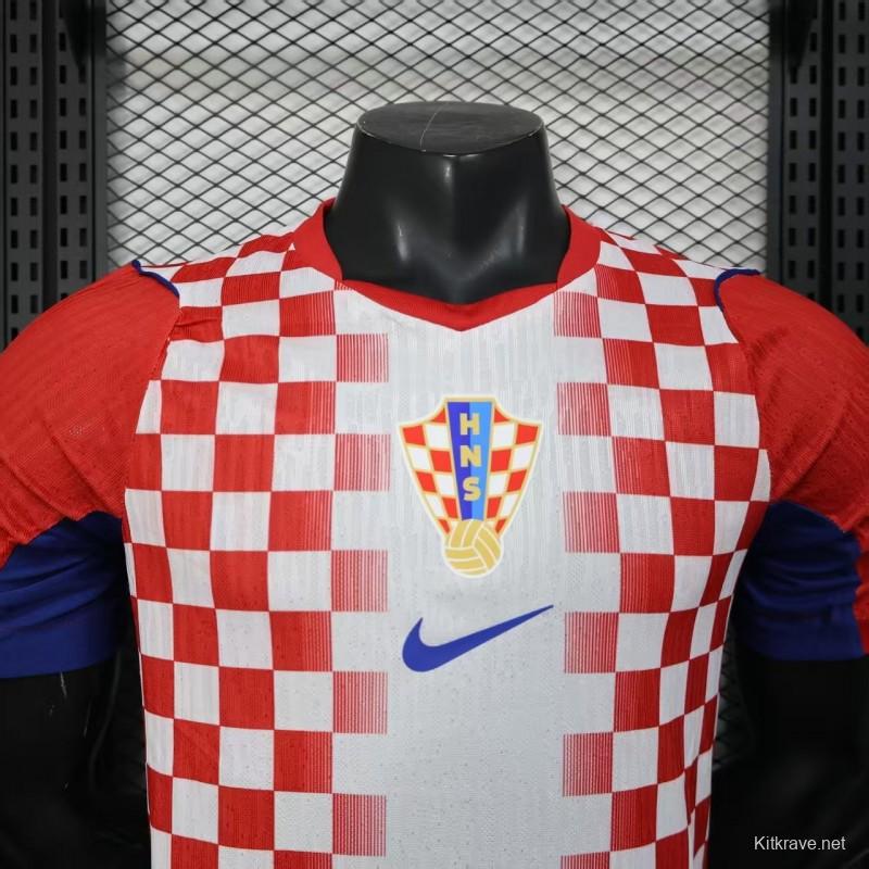 Player Version 2026 Croatia Home Red and White with Checkerboard Pattern Jersey