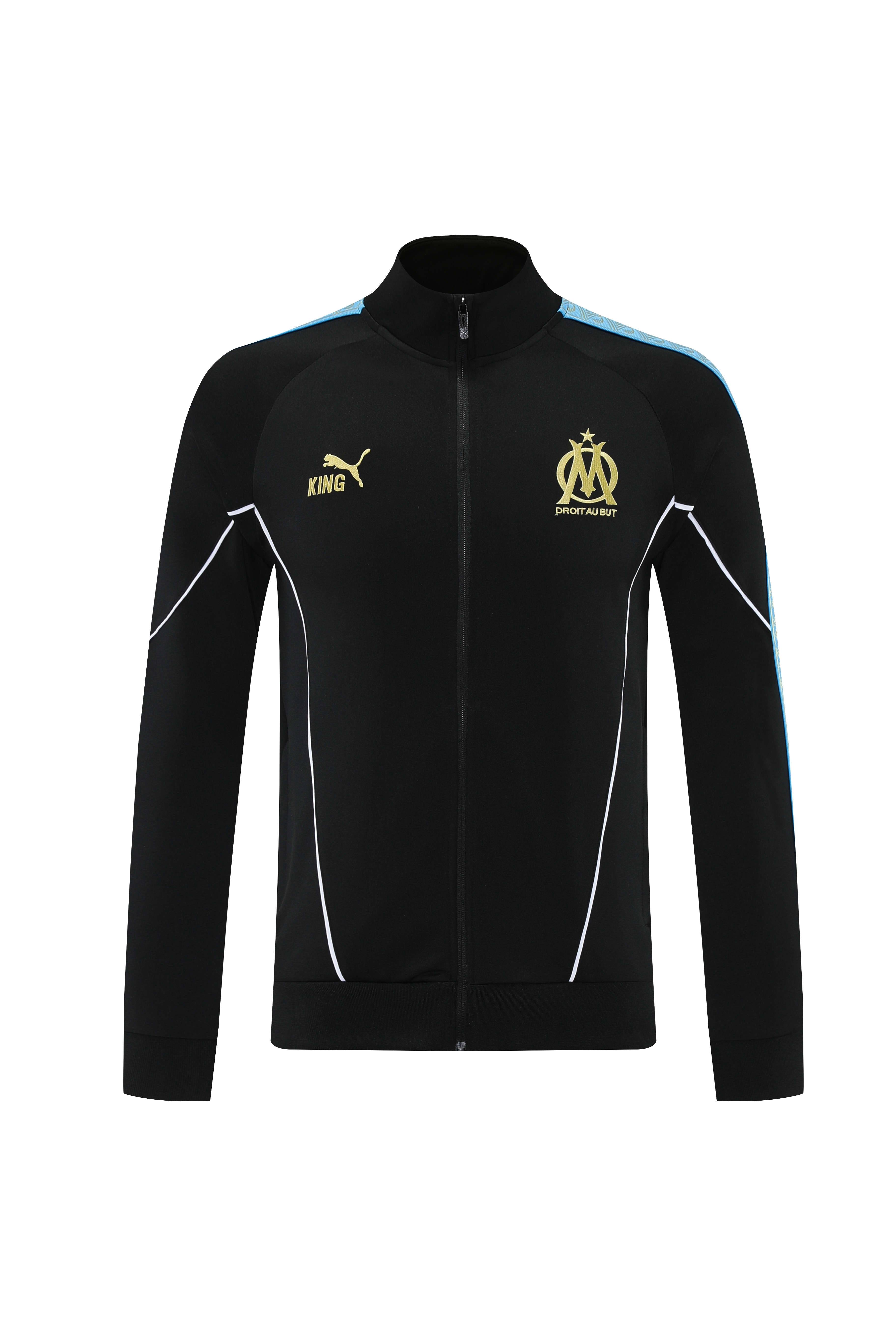 25/26 Olympique Marseille Black Full zipper Jacket Tracksuit+ long pants