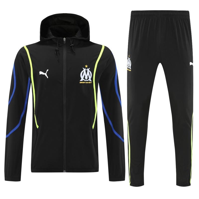 25/26 Olympique Marseille Black Full zipper Jacket Tracksuit+ long pants