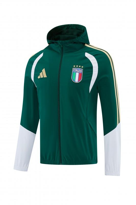 2026 Italy Green Hoodie Full Zipper Windbreaker + Long Pants