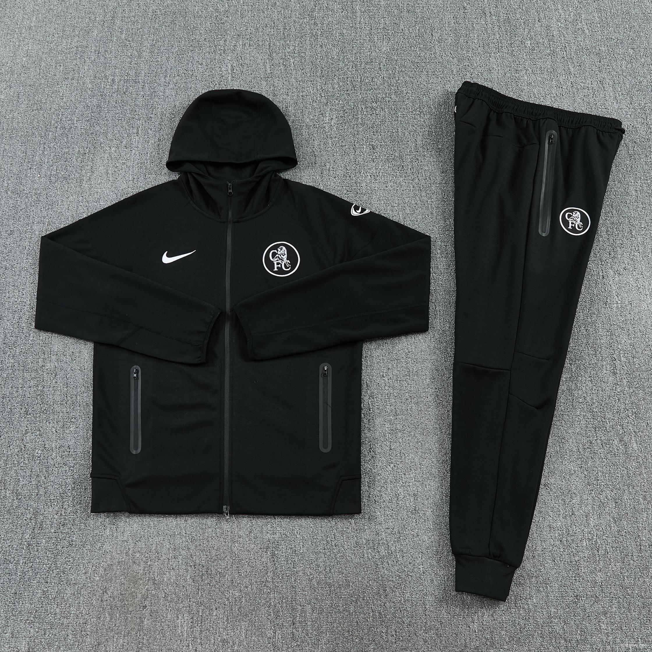 25/26 Chelsea Black Full Zipper Hoodie Windbreaker + Long Pants