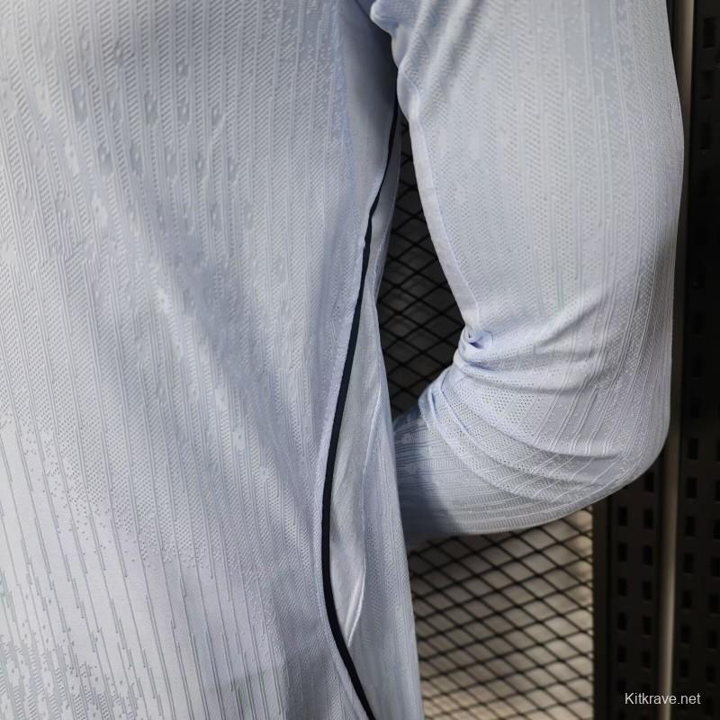 2026 Player Version Uruguay Light Blue with White Collar Long Sleeve Jersey