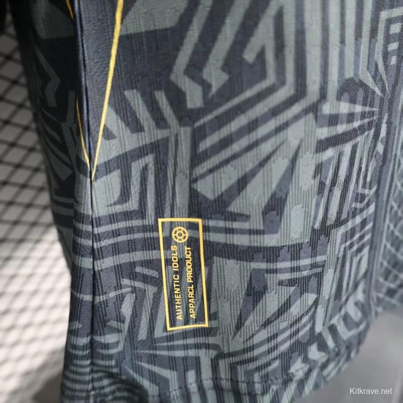 2026 Player Version Brazil Black with Gold Geometric Tribal Pattern Jersey