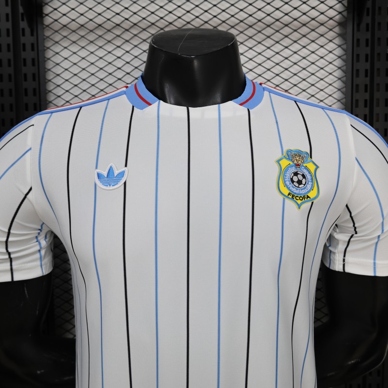 2026 Player Version DR Congo White with Black and Blue Pinstripes Jersey