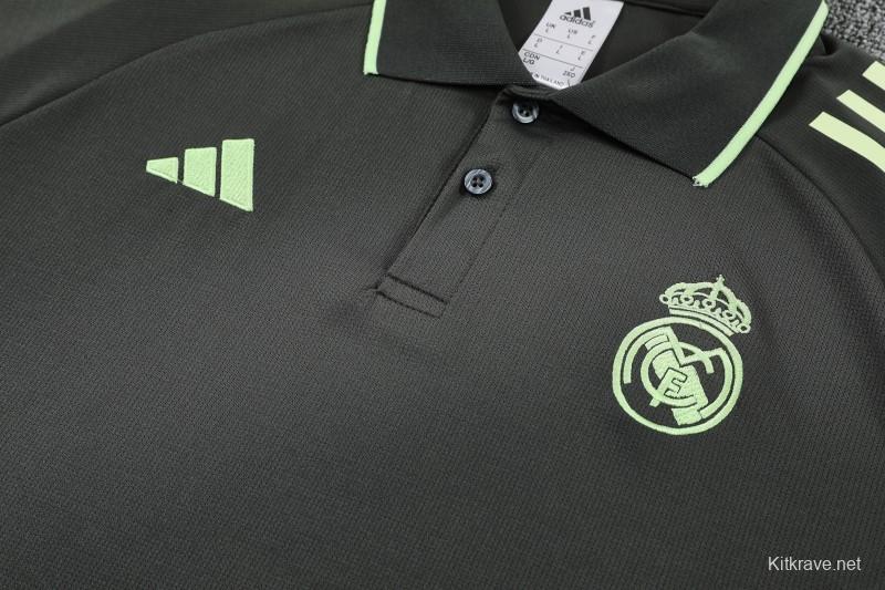 26/27 Real Madrid Black  Polo Training Shirt + Long Pants Tracksuit