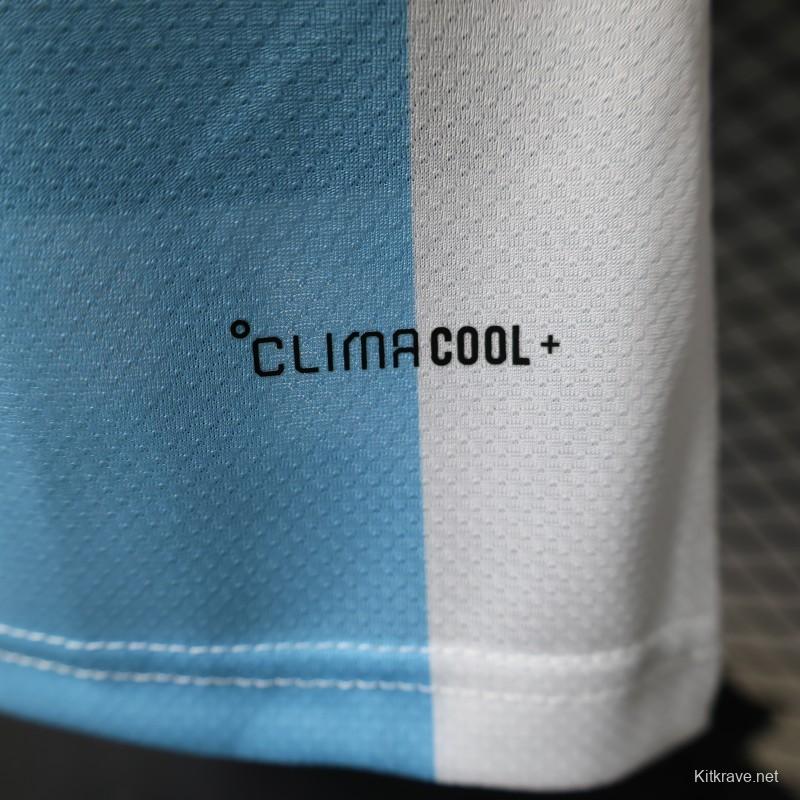 Player Version 2027 Argentina Home White & Light Blue Stripes with FIFA World Cup Champion Badge Jersey