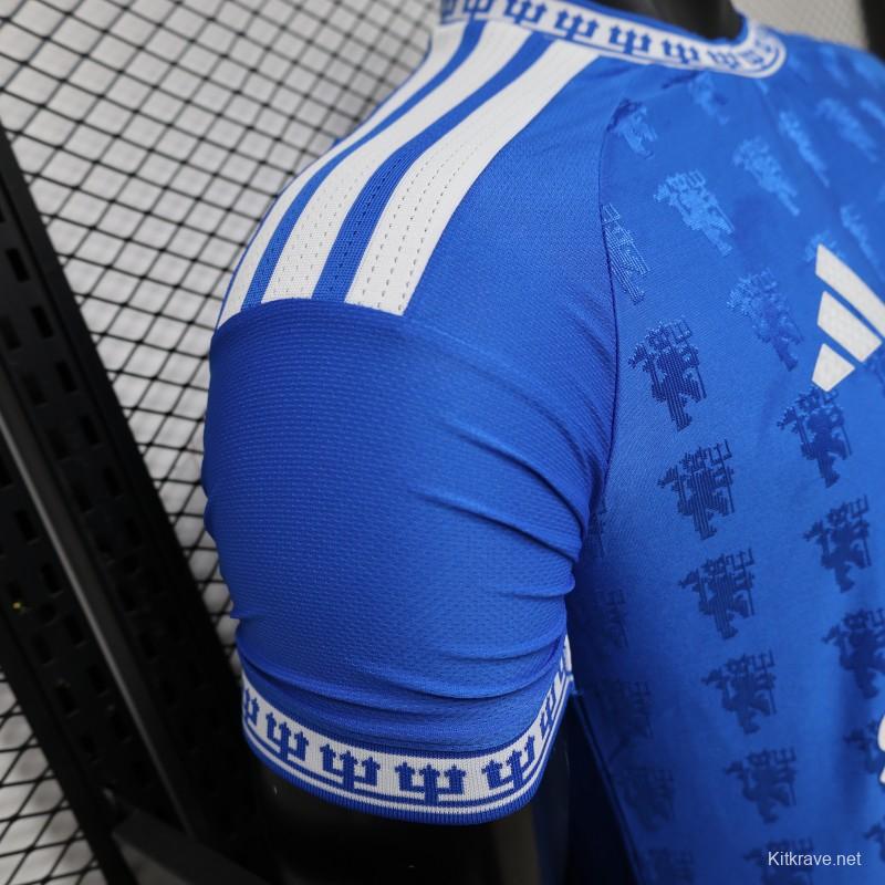 Player Version 26/27 Manchester United Blue with All-Over Devil Jacquard Pattern Jersey