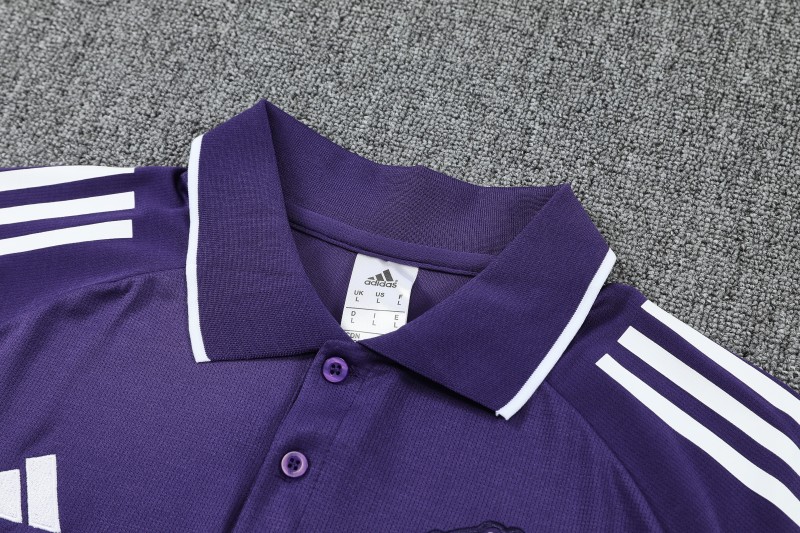 26/27  Manchester United Purple Polo Training Shirt + Long Pants Tracksuit