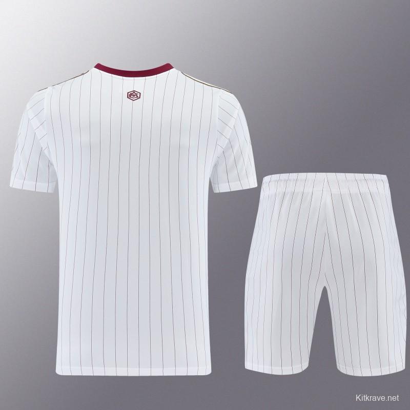 26/27 Arsenal  White Pinstripe Short Sleeve+Soccer Shorts