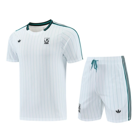 26/27  Liverpool White Short Sleeve+Soccer Shorts