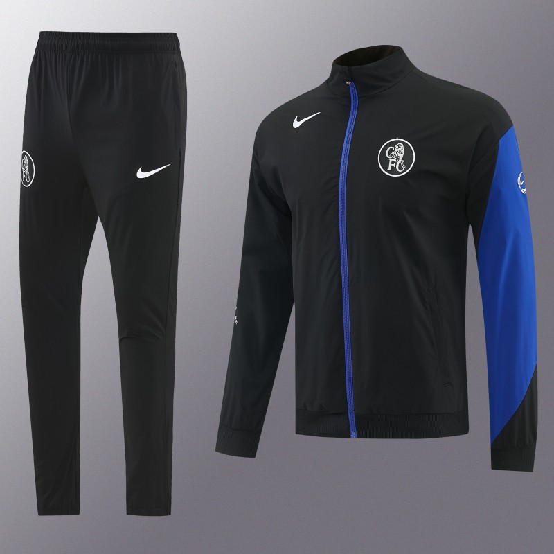26/27 Chelsea Black Full Zipper Hooded Jacket Tracksuit + Long Pants