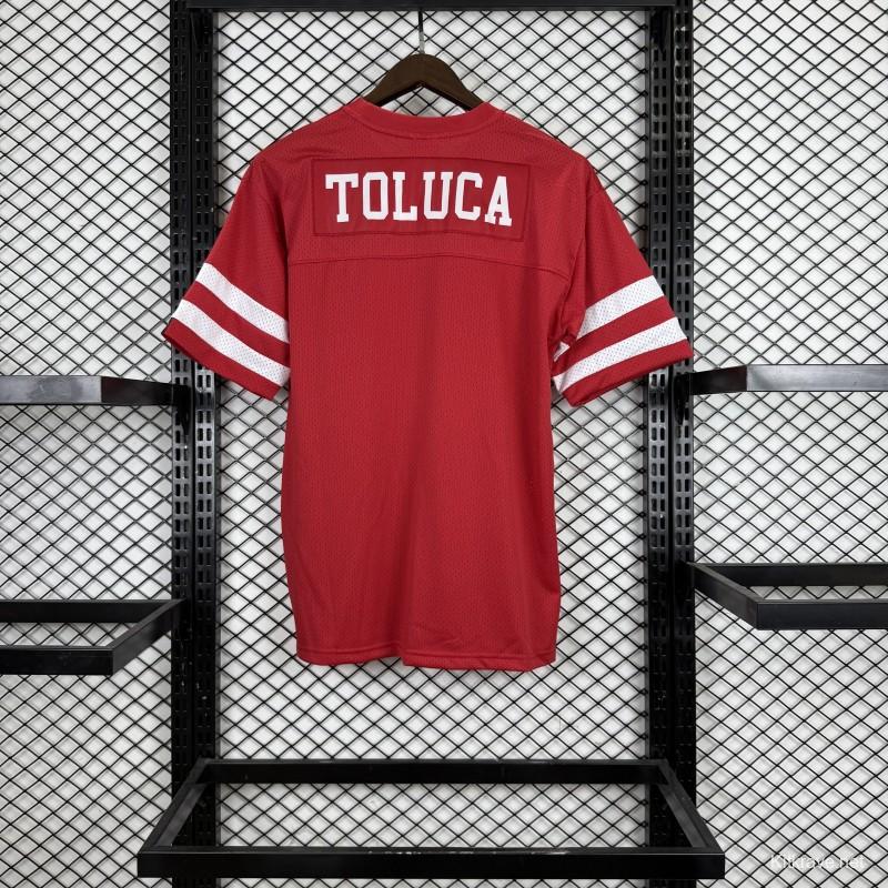 2025 Deportivo Toluca FC "Los Diablos Rojos" Special Edition Red Mesh American Football Style Jersey