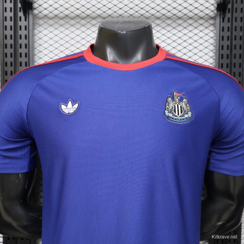 Player Version 26/27 Newcastle United Blue 1990 Vintage Remake  Short Sleeve Away Jersey