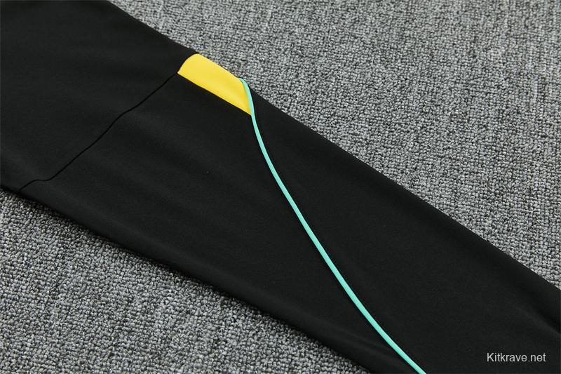 2026 Brazil Black & Yellow Half Zipper Jacket Tracksuit + Long Pants