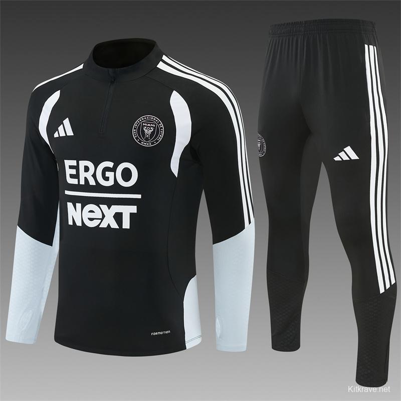 2026 Inter Miami CF Black & White Half Zipper Jacket Tracksuit + Long Pants
