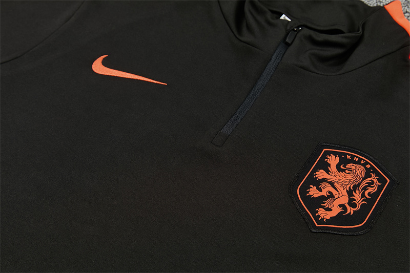 2026 Netherlands Black & Orange  Half Zipper Jacket Tracksuit + Long Pants
