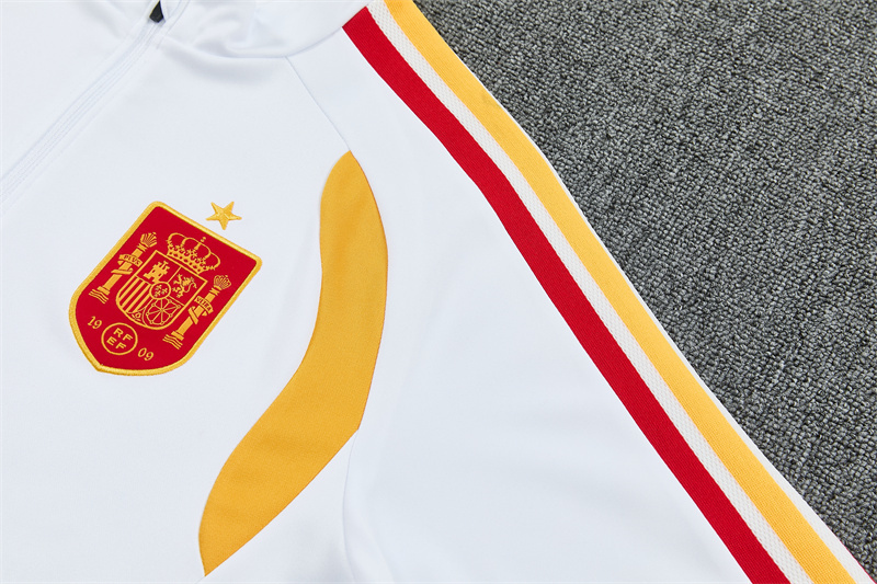 26/27 Spain Away White Half Zipper Jacket Tracksuit + Long Pants