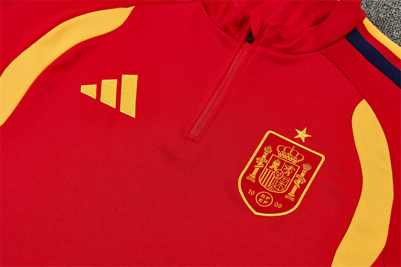 26/27 Spain Home Red Half Zipper Jacket Tracksuit + Long Pants
