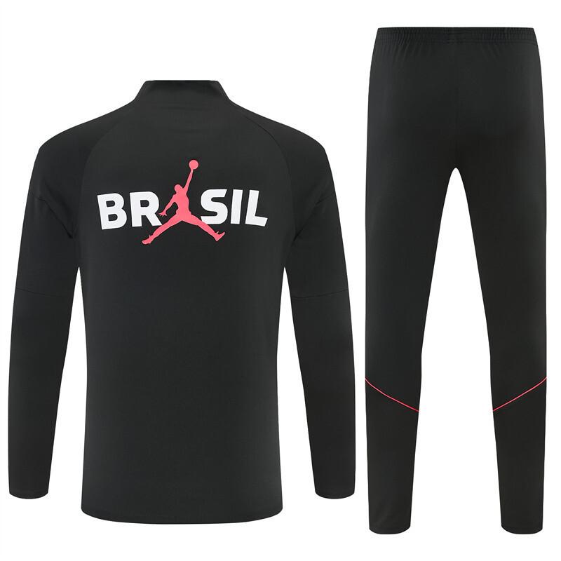 26/27 Brazil Black & Red Half Zipper Jacket Tracksuit + Long Pants