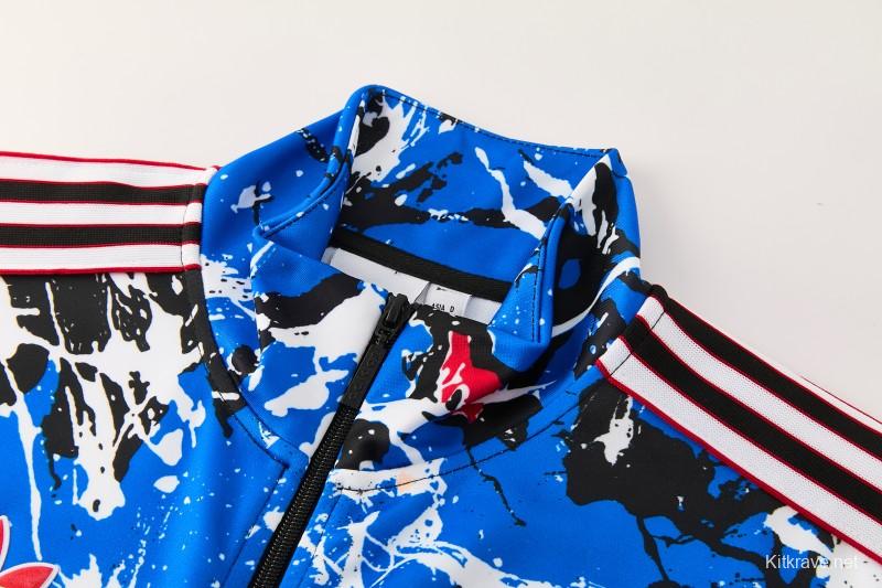 2026/27 Manchester United Black Grunge Splatter Paint Full Zipper Jacket Tracksuit + Long Pants