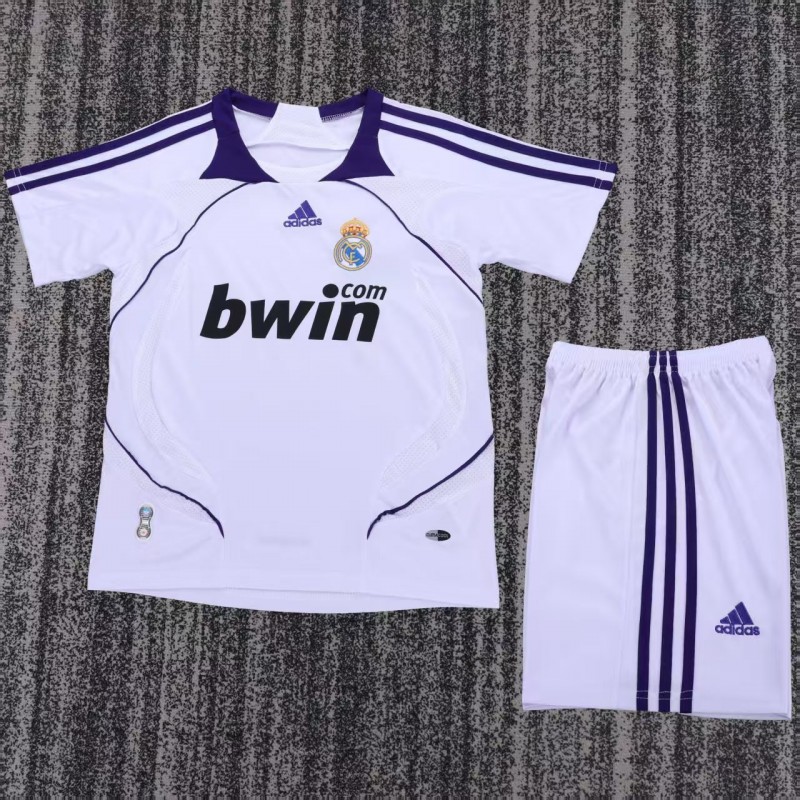 Retro 2007/08 Kids Real Madrid White & Purple Home Jersey
