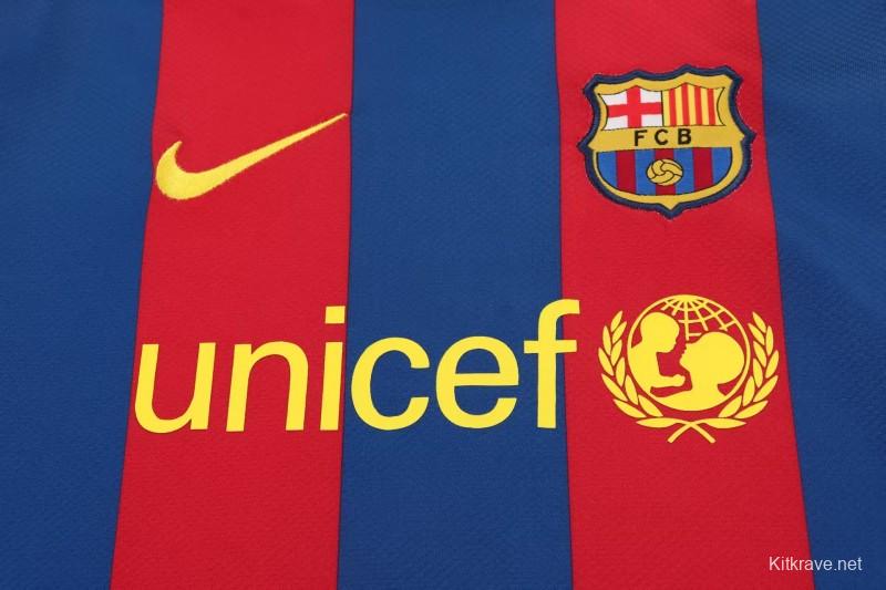 Retro Kids 10/11 Barcelona Red Blue Home Long Sleeve Jersey