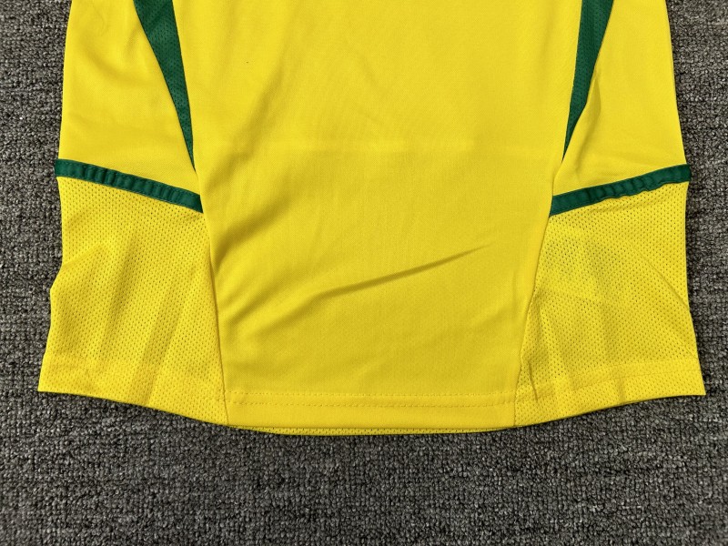 Retro Kids 2002 Brazil Home Long Sleeve Jersey