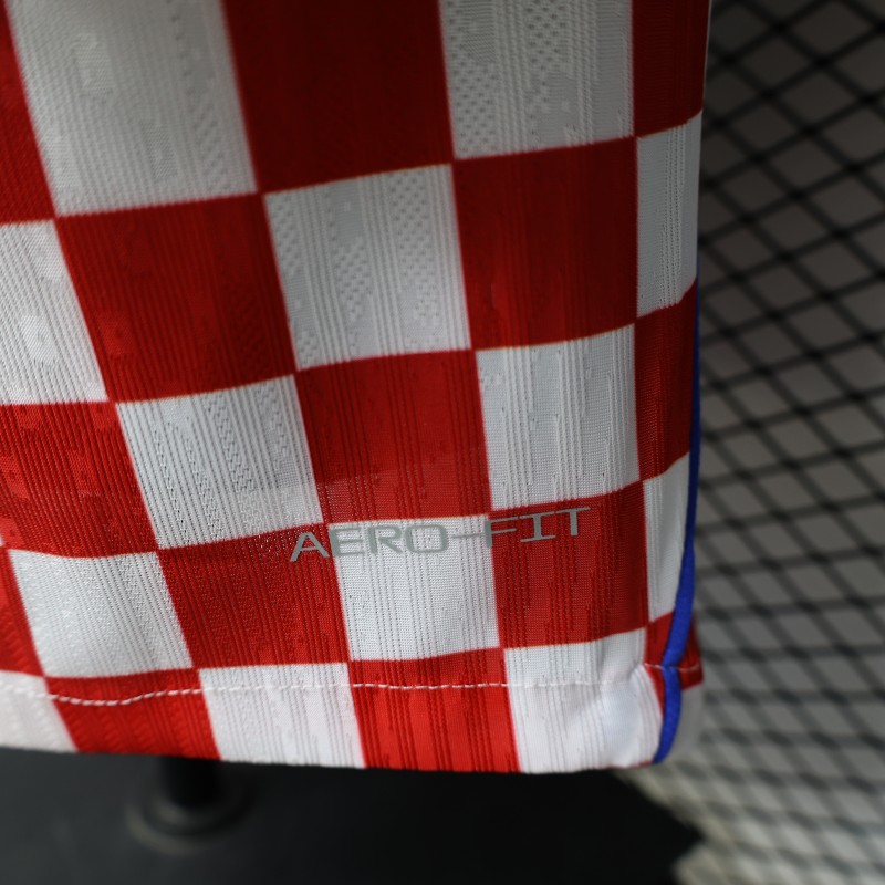 Player Version 2026 Croatia Home White & Red with Gradient Checkerboard Pattern Jersey