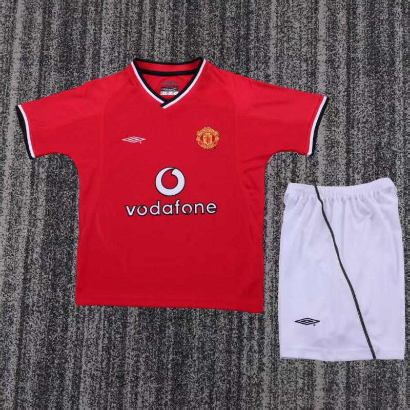 Retro 2000/02 Kids Manchester United Red Home Jersey