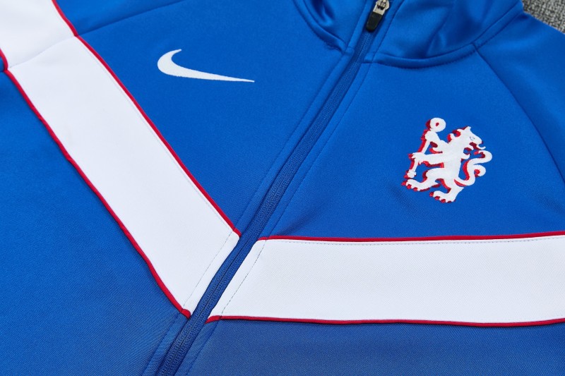 26/27 Chelsea  Blue&White Full Zipper Jacket Tracksuit + Long Pants
